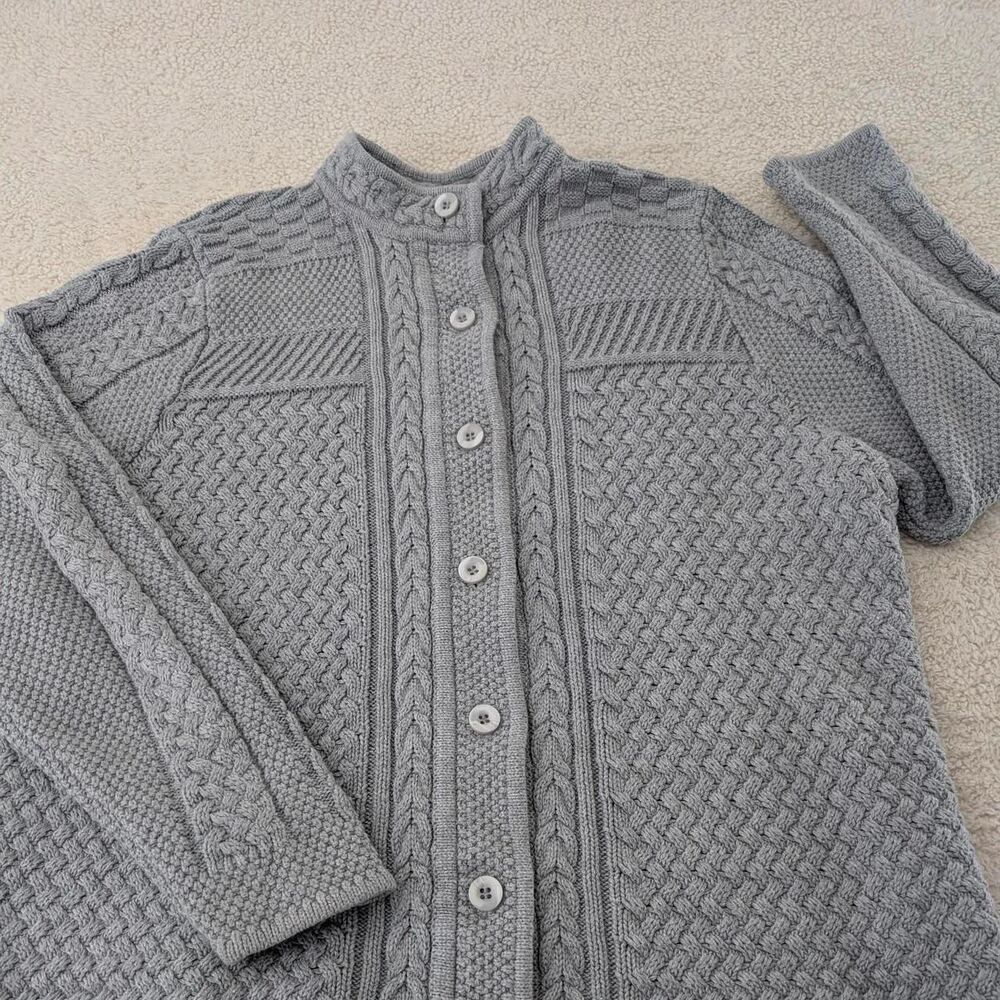 Llbean Women's Grey and Blue Cardigan